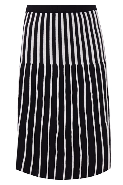 Peraluna JULE SKIRT Midi Boy Çizgili Çan Etek - SİYAH_EKRU - 8