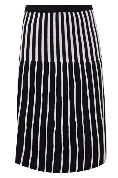 Peraluna JULE SKIRT Midi Boy Çizgili Çan Etek - SİYAH_EKRU - Resim 8