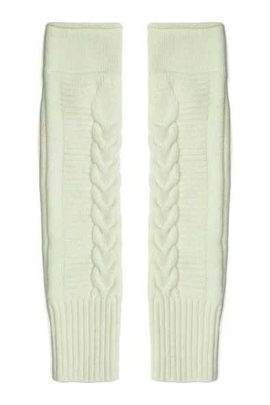 Peraluna Saç Örgü Desenli Kaşmir Karışımlı Uzun Kadın Triko Eldiven - Ekru - Resim 8