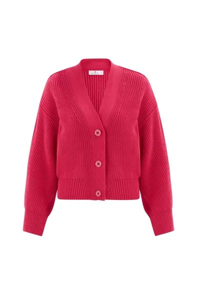 Peraluna OLIVIA CARDIGAN Selanik Örgü %100 Pamuk V Yaka Kadın Triko Hırka - Azalea Pink - 7
