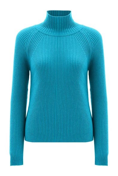Peraluna Fit Kalıp Balıkçı Yaka Kaşmir Karışım Kadın Triko Kazak - Turkuaz - 9