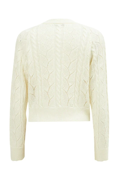 Peraluna ELLA CARDIGAN Ajur Detaylı Yazlık Düğmeli Kadın Triko Hırka - Ekru - Resim 10