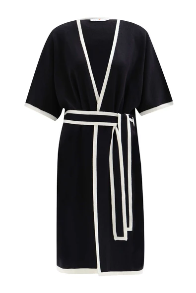 Peraluna SOHO Kısa Kollu %100 Pamuk Kadın Triko Kimono - Siyah/Ekru - 8