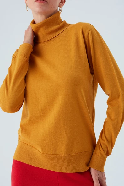 Peraluna VALERIA PULLOVER Boğazlı İnce Kadın Triko Kazak - Sarı - 5