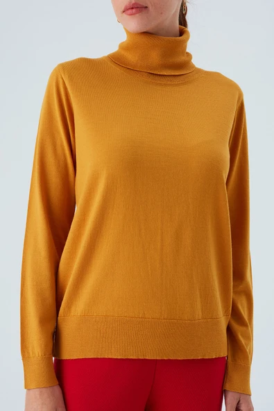 Peraluna VALERIA PULLOVER Boğazlı İnce Kadın Triko Kazak - Sarı - 6