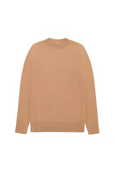 Styleboom X Peraluna CHELSEA PULLOVER Bisiklet Yaka Standart Kesim Kadın Triko Kazak - Camel - Resim 6
