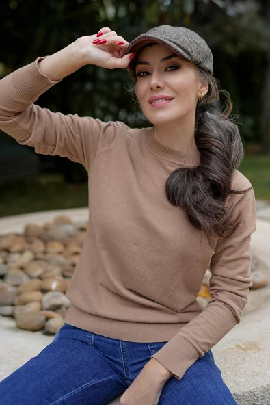 Styleboom X Peraluna CHELSEA PULLOVER Bisiklet Yaka Standart Kesim Kadın Triko Kazak - Camel ürün görseli 1