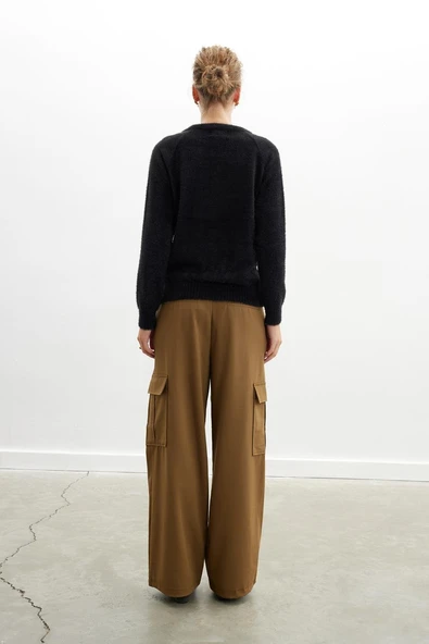 Peraluna HAZEL PULLOVER Bisiklet Yaka Rahat Kesimı Kadın Triko Kazak - Siyah - Resim 5