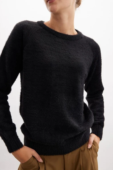 Peraluna HAZEL PULLOVER Bisiklet Yaka Rahat Kesimı Kadın Triko Kazak - Siyah - Resim 2