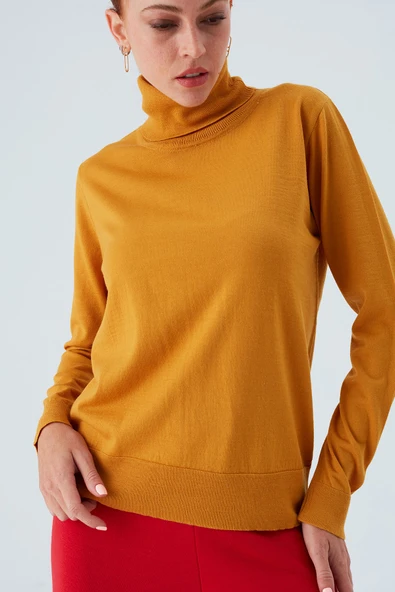 Peraluna VALERIA PULLOVER Boğazlı İnce Kadın Triko Kazak - Sarı - 3