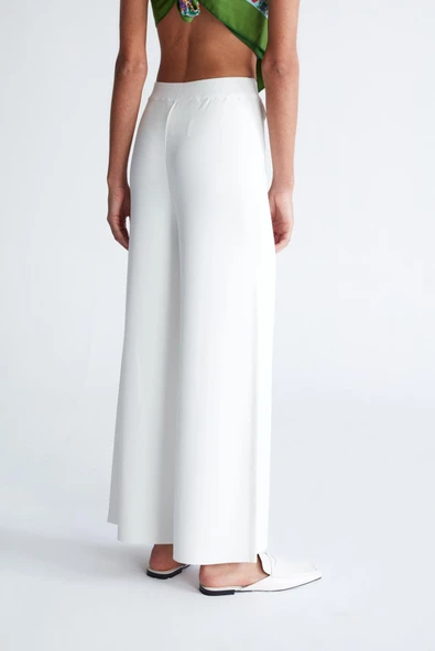 Styleboom X Peraluna MARLENE TROUSER Düğme Detaylı Rahat Kesim Kadın Triko Pantolon - Ekru - Resim 7