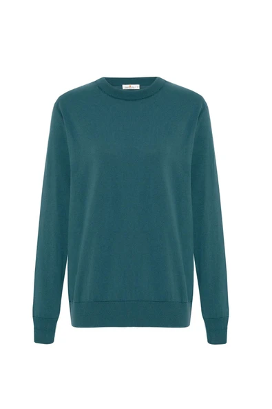 Peraluna MATEO O NECK PULLOVER Yumuşak Tuşeli Mevsimlik Erkek Triko Kazak - Turkuaz ürün görseli 1