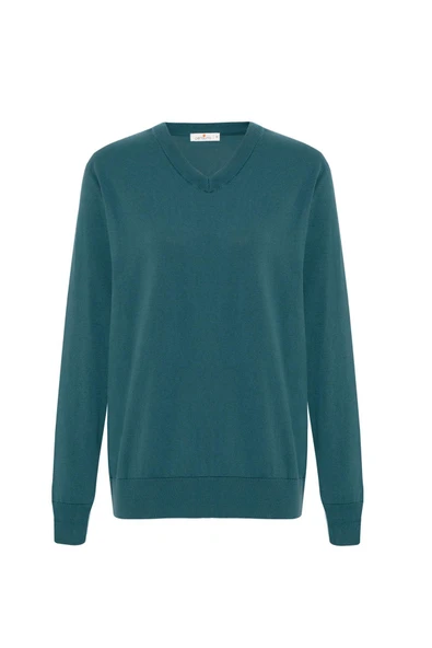 Peraluna MATEO V NECK PULLOVER Yumuşak Tuşeli Mevsimlik Erkek Triko Kazak - Turkuaz - Resim 1