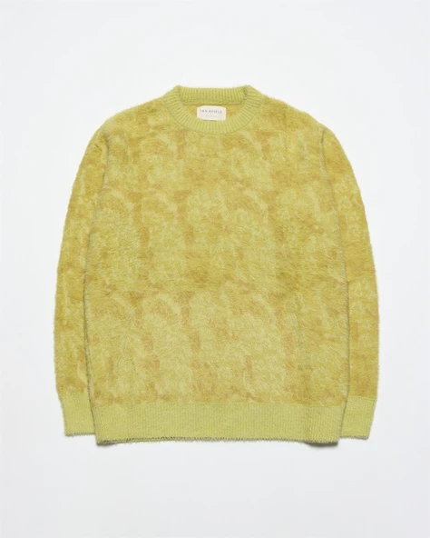 Far Afield ECLIPSE  KNIT - FULLY TIE DIE Bisiklet Yaka Standart Kesim Batik Desen Tüylü Erkek Triko Kazak - Sarı - 5