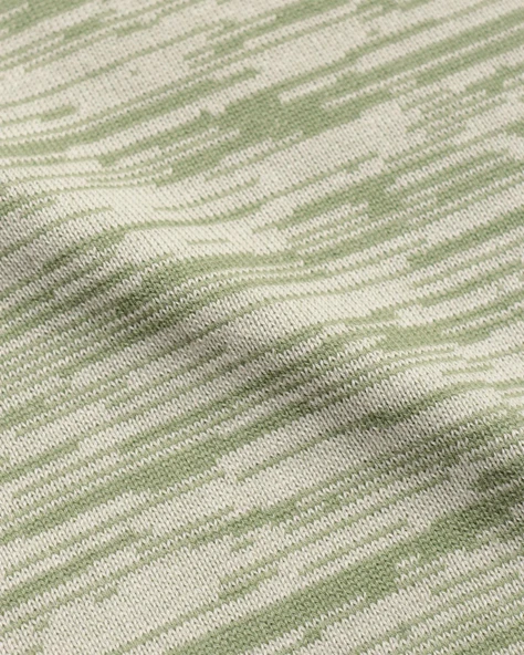 Far Afield VELZY CARDIGAN-TWISTED YARN Bisiklet Yaka Kısa Kol %100 Organik Pamuk Melanj Erkek Triko Hırka - Yeşil - Resim 4