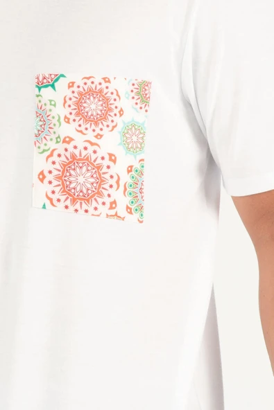 Peraluna Tek Cepli Düz Kesim Uzun Erkek T-Shirt - Beyaz - 4
