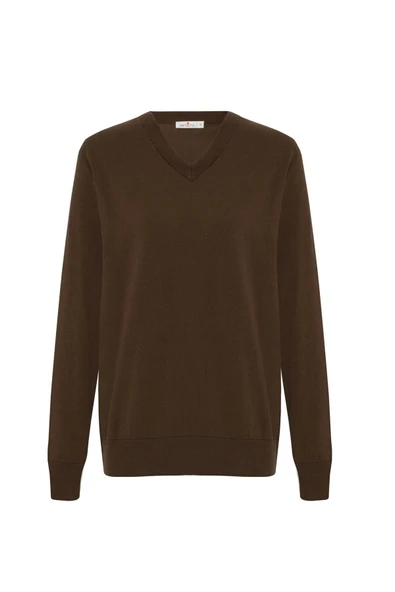 Peraluna MATEO V NECK PULLOVER Yumuşak Tuşeli Mevsimlik Erkek Triko Kazak - Kahve