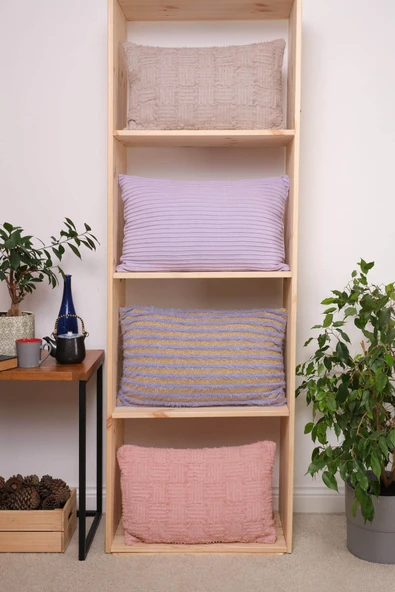 Peraluna FREE PILLOW %100 Organik Pamuk Triko Yastık Kılıfı 60X40 CM - Lila - Resim 7