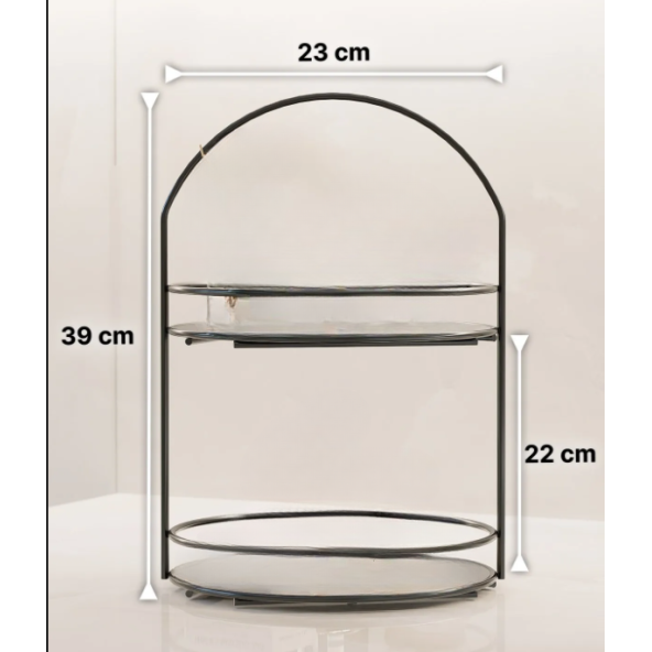 Banyo Düzenleyici 2 Katlı 40CM Siyah Lüks Düzenleyici Organizer