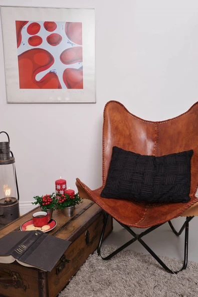 Peraluna FOAM PILLOW Şifon Şerit Triko Yastık Kılıfı 60X40 CM - Siyah - Resim 5