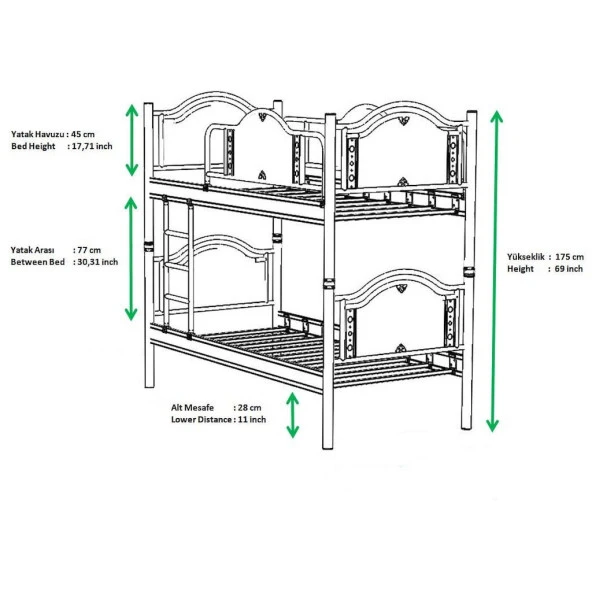 Teknor Avangard Genç Çocuk Odası AhşapBaşlık 90x190 & 90x200 Metal Ranza - 3