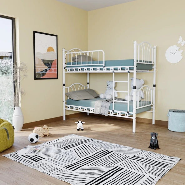Teknor Bella 90x190 ve 90x200 Yatak Ölçülü Genç Çocuk Odası Metal Ranza