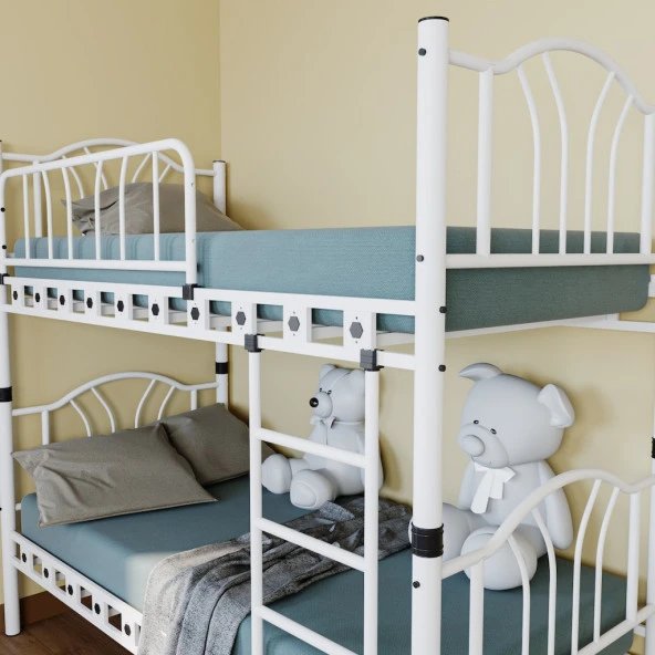 Teknor Bella 90x190 ve 90x200 Yatak Ölçülü Genç Çocuk Odası Metal Ranza - 4