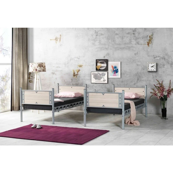 Teknor Elegan Genç Çocuk Odası Ahşap Başlık 90x190 ve 90x200 Metal Ranza - 2