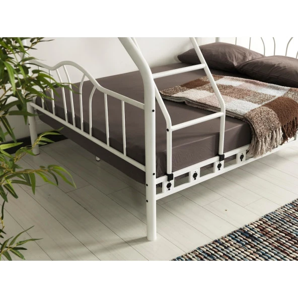 İmaj 3 Kişilik Ebeveyn Yatak Odası 3lü Yazlık Misafir Metal Ranza - 5