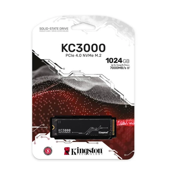Kingston 1TB KC3000 NVMe M.2 7000MB / 6000MB Yazma Hızı SKC3000S/1024G SSD ürün görseli 1