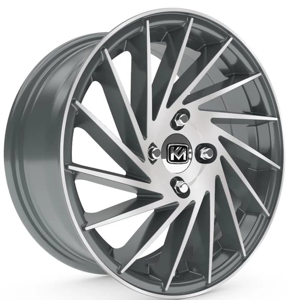 R1 Wheels 15 inç 4*100 ET34 Füme Jant Takımı (J-338) - 1