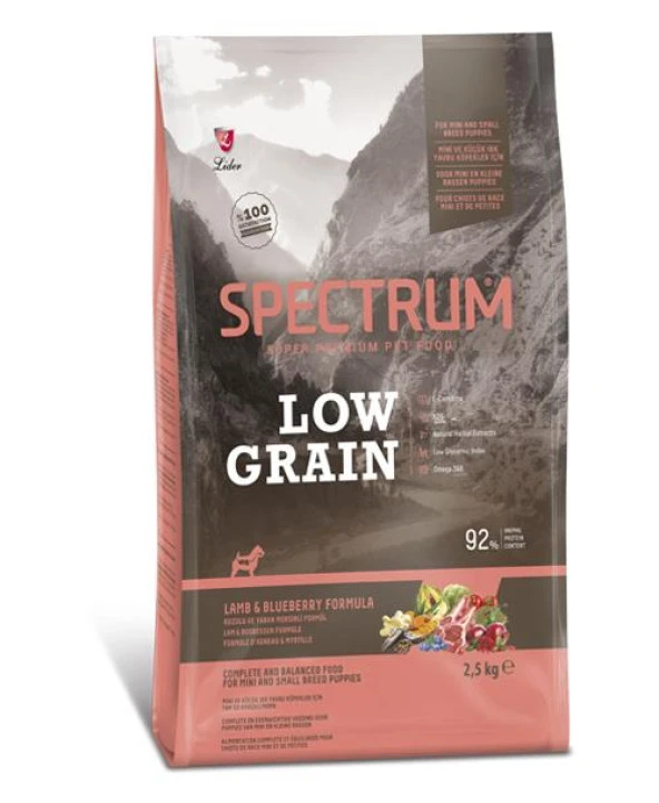Spectrum Low Grain Kuzu Etli Ve Yaban Mersinli Mini Ve Küçük Irk Yavru Köpek Maması 2.5Kg