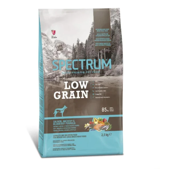 Spectrum Low Grain Somonlu ve Yaban Mersinli Orta ve Büyük Irk Yetişkin Köpek Maması 2.5kg