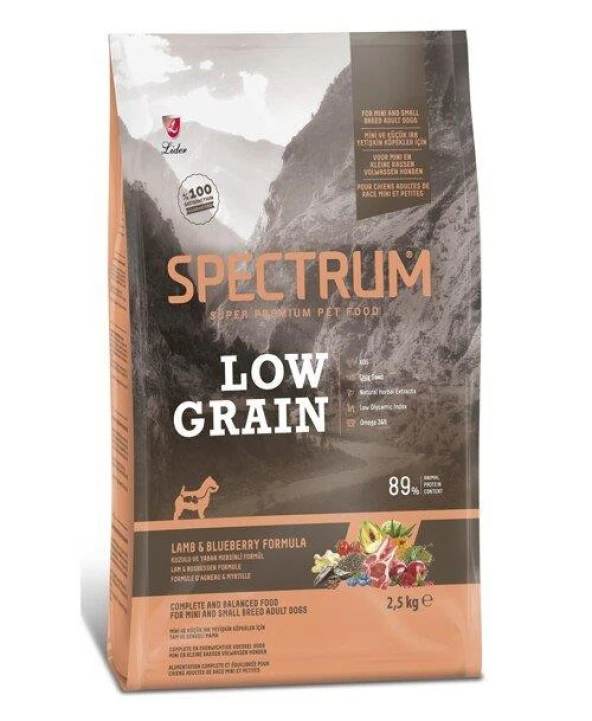 Spectrum Low Grain Kuzu Etli ve Yaban Mersinli Mini ve Küçük Irk Yetişkin Köpek Maması 2.5kg