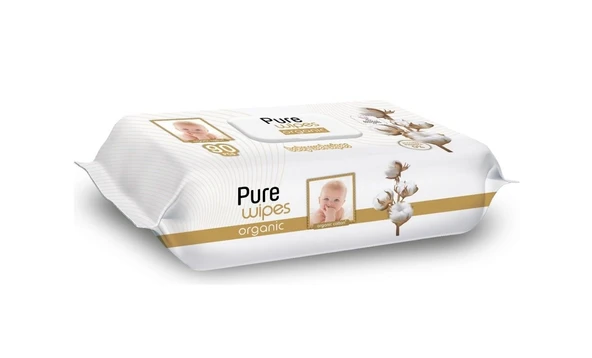 Pure Baby Islak Havlu Mendil 90 Yaprak Yenidoğan Organic Pamuklu (2 Li Set) 180 Yaprak Plst Kapak - 4