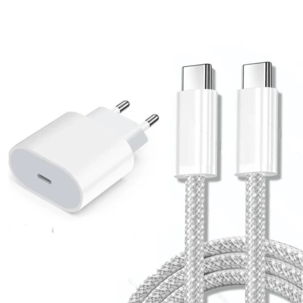 ScHitec PD35W Şarj Aleti 6A 66W Type-C to Type-C Kablolu Set Beyaz