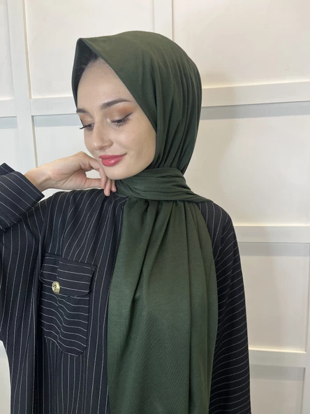 Shecarf Dikişli Penye Şal, Yüksek Gramaj, Özel Üretim, 4 Mevsim 00991  KOYU ZÜMRÜT - Resim 4