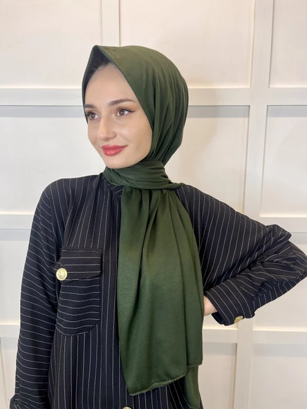 Shecarf Dikişli Penye Şal, Yüksek Gramaj, Özel Üretim, 4 Mevsim 00991  KOYU ZÜMRÜT - Resim 5