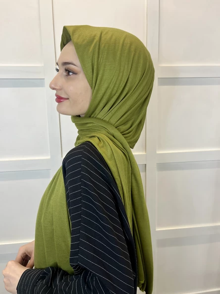 Shecarf Dikişli Penye Şal, Yüksek Gramaj, Özel Üretim, 4 Mevsim 00991 YAĞ YEŞİLİ - 2