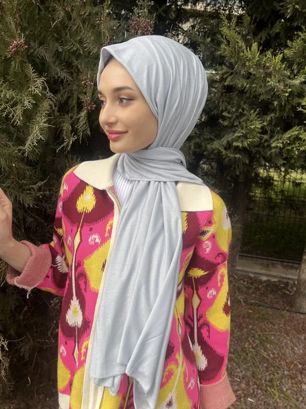 Shecarf Dikişli Penye Şal, Yüksek Gramaj, Özel Üretim, 4 Mevsim 00991 AÇIK GÜMÜŞ