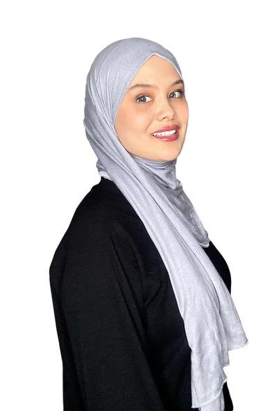 Shecarf Dikişli Penye Şal, Yüksek Gramaj, Özel Üretim, 4 Mevsim 00991  AÇIK GRİ - Resim 3