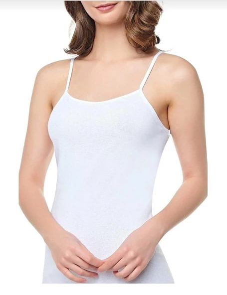 SEHER YILDIZI 0061 BAYAN RİBANA İP ASKILI ATLET 12 ADET  BEYAZ 2XL