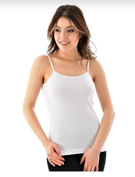 SEHER YILDIZI 0061 BAYAN RİBANA İP ASKILI ATLET 12 ADET  3XL BEYAZ - Resim 2