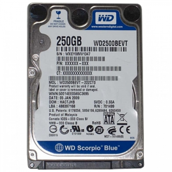 WD Scorpio Blue WD2500BEVT 250GB 5400RPM 8MB Cache SATA 3.0GB/S 2.5" NOTEBOOK HDD YENİLENMİŞ ÜRÜN