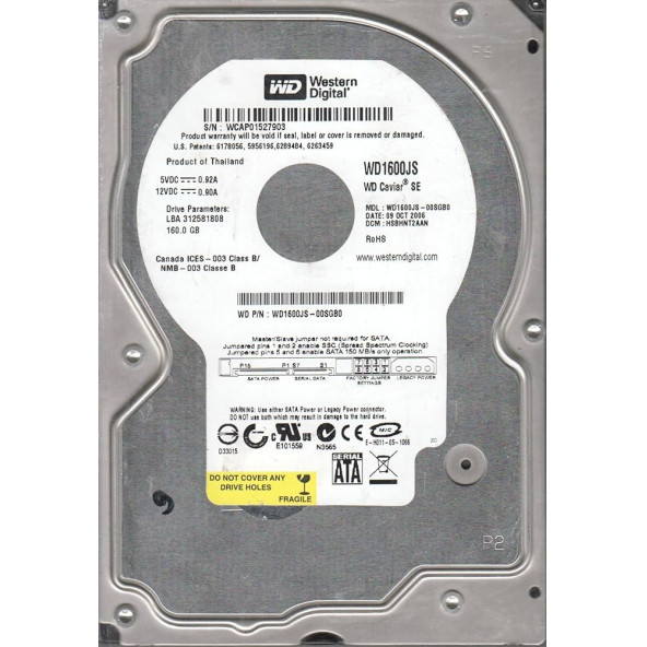 Western Digital WD1600JS-75NCB3 WD1600JS 160GB SATA 7200RPM SATA Hard Drive