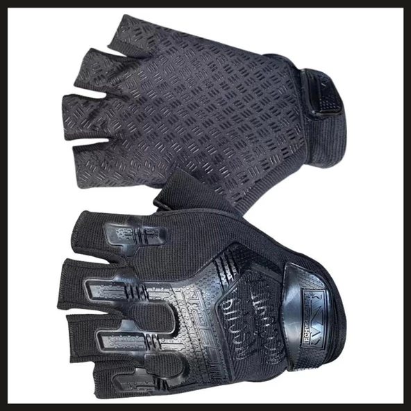 Uyguna-Yakala Siyah 1107 Mechanix Parmaksız Eldiven-ELD.030 - 2