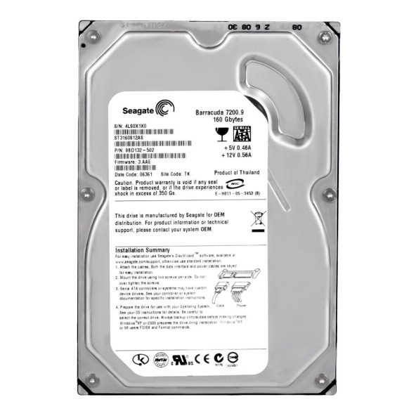 Seagate ST3160812AS 9BD132-034 160GB SATA 3.5" Desktop Hard Drive