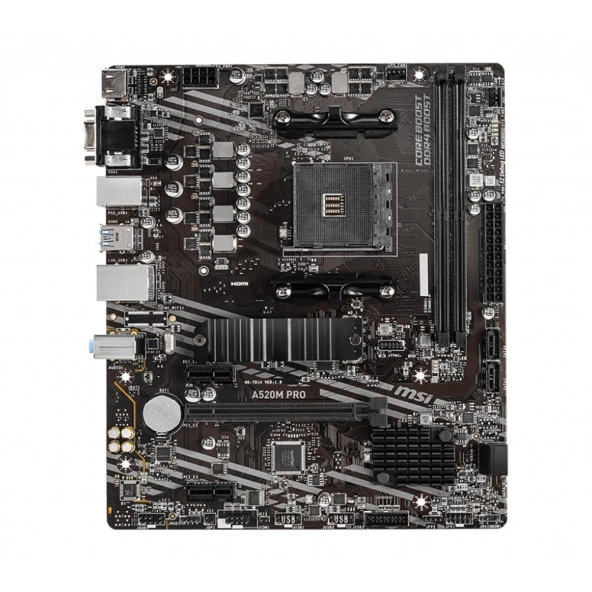 MSI A520M PRO Amd A520 Soket AM4 DDR4 4600MHz (OC) M.2 mATX Anakart - 4