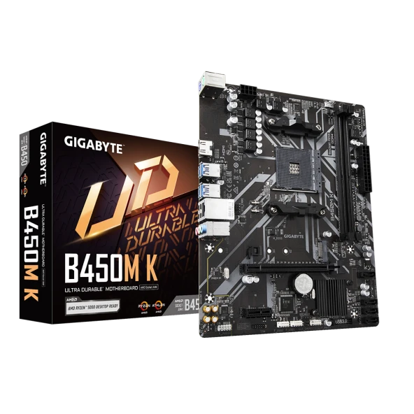 Gigabyte B450M K AMD B450 Soket AM4 DDR4 3600 MHz (O.C.) M2 mATX Anakart
