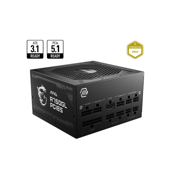 MSI MAG A750GL PCIE5 750W 80Plus Gold Modüler ATX 3.1 PCIE 5.1 Güç Kaynağı - Resim 5